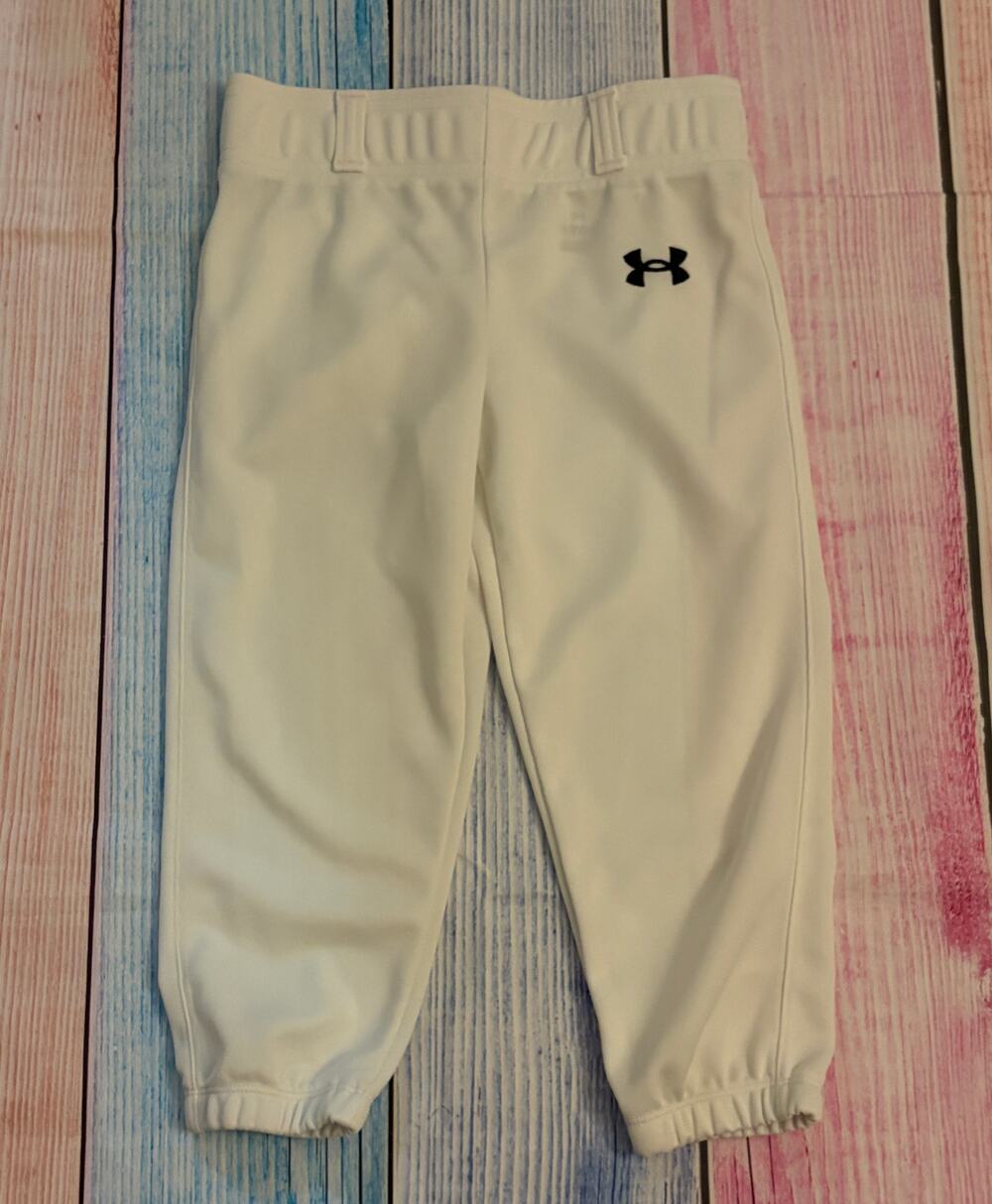 Under Armour Boys Youth Small White Baseball Pants GUC/Play Condition Back Stain